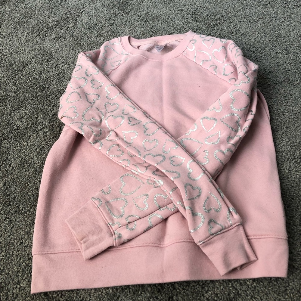 Pink sweater with silver hearts down both sleeves!!!